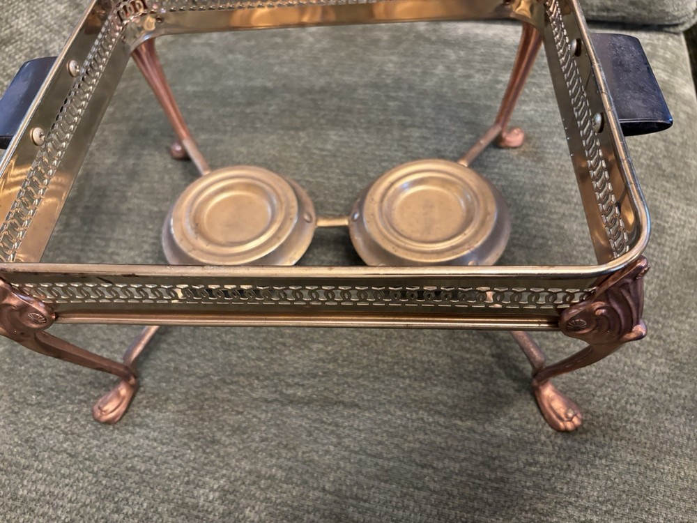 Beautiful Vintage Buffet Server Chafing Stand With 2 Warmers