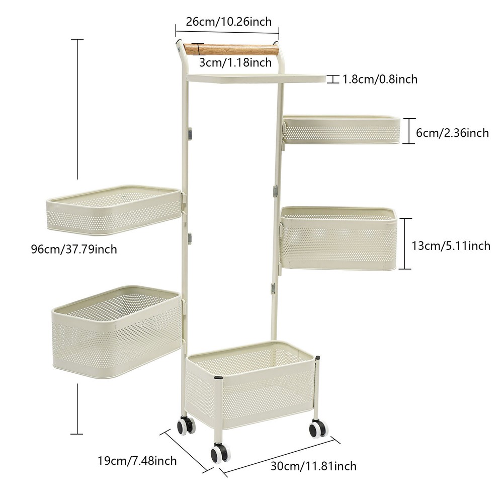 6 Tier Vegetable Rotating Basket Rack Fruit Snack Storage Kitchen Organizer