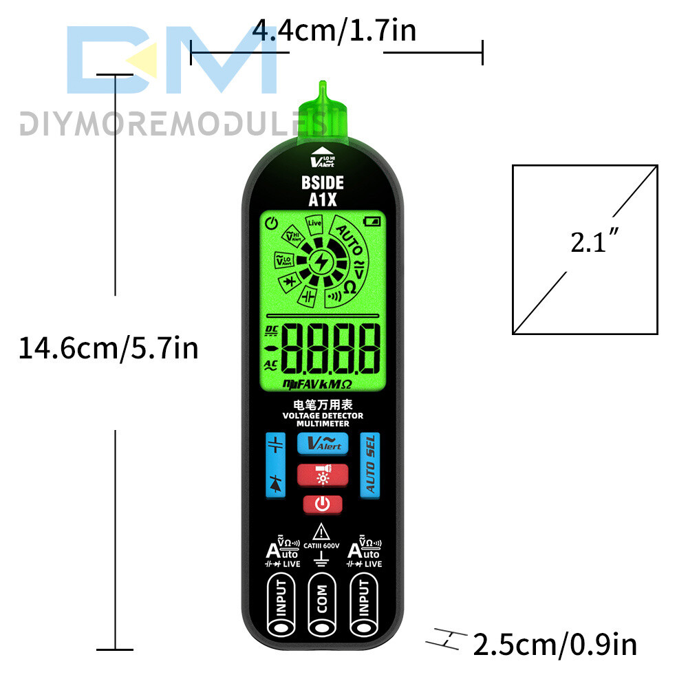 BSIDE A1X Digital Multimeter 1999 Counts AC/DC Voltage Tester Resistance Meter