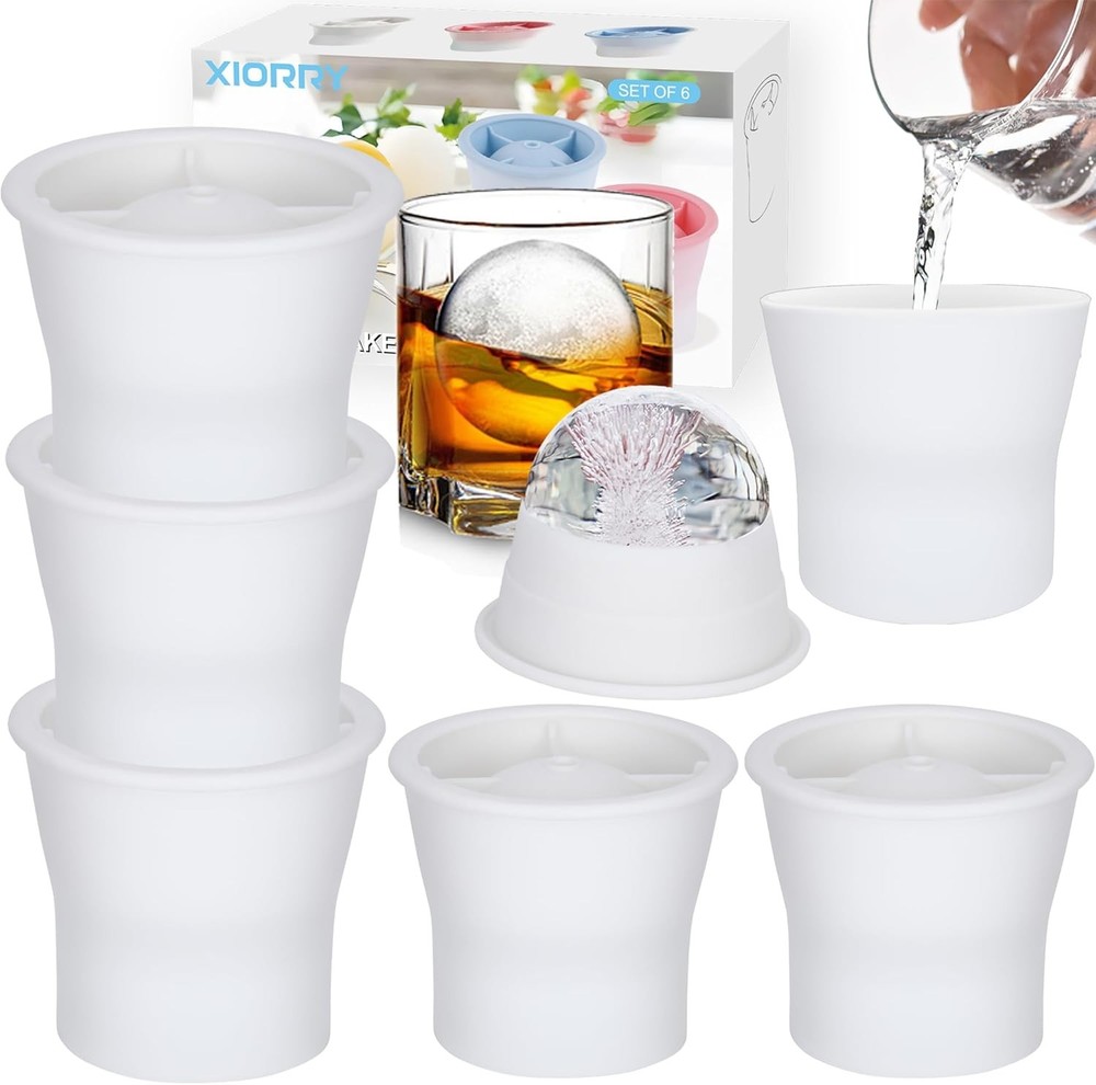 Upgrade Ice Molds 4 PCS Silicone Sphere Ice Mold Maker Stackable Easy Release