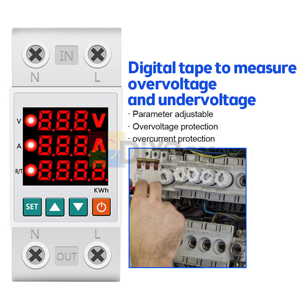 63A Digital Display Adjustable Over Under Current Voltage Protector Relay Meter