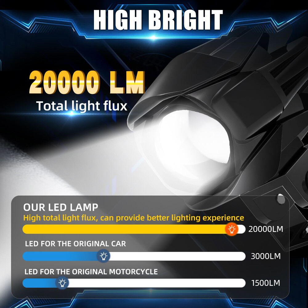 2x LED Spot Light Auxiliary Motorcycle Headlight Driving Fog Lamp Yellow+White