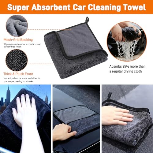 XINDELL Windshield Cleaner Tool, Extendable Car Window Cleaning Kit with 360°