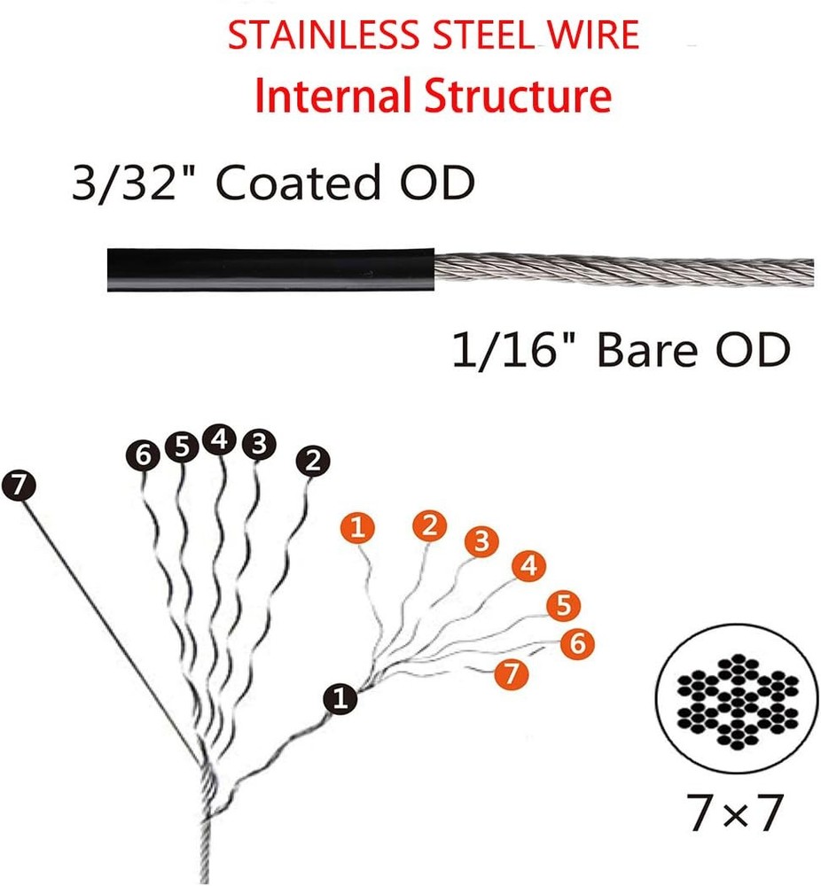 Outdoor Lights Hanging Kit,Globe String Light Suspension ,100FT Black