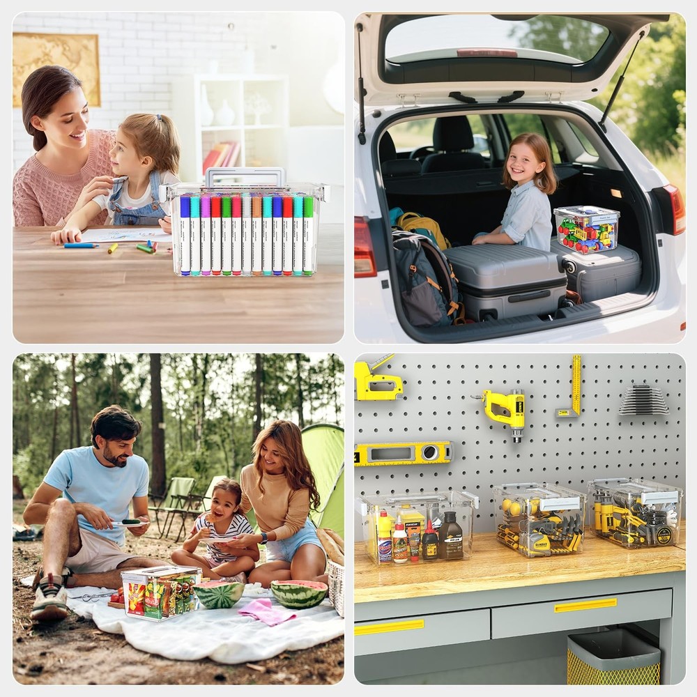 Plastic Storage Bins with Lids Stackable organization and Storage Containers ...