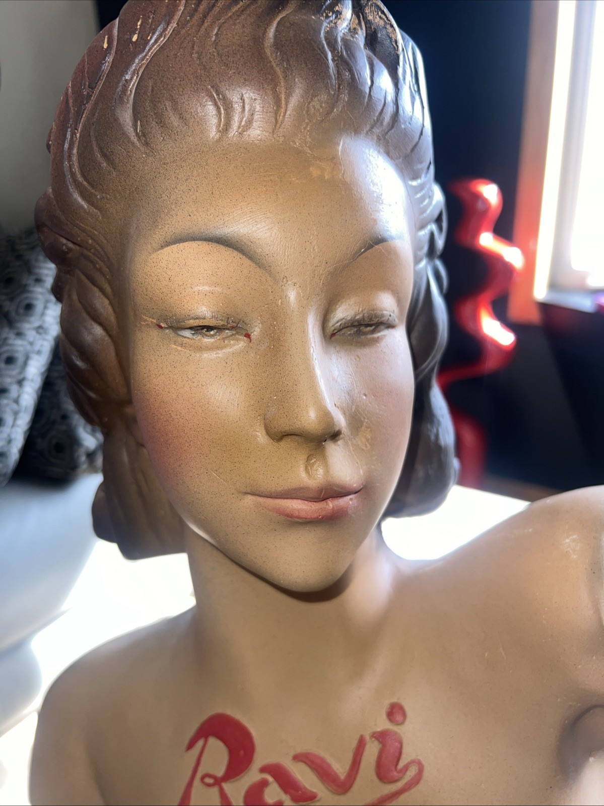 RARE D.W RAVI Woman Nude Bust Head LINGERIE Mannequin Plaster NICE BEAUTY