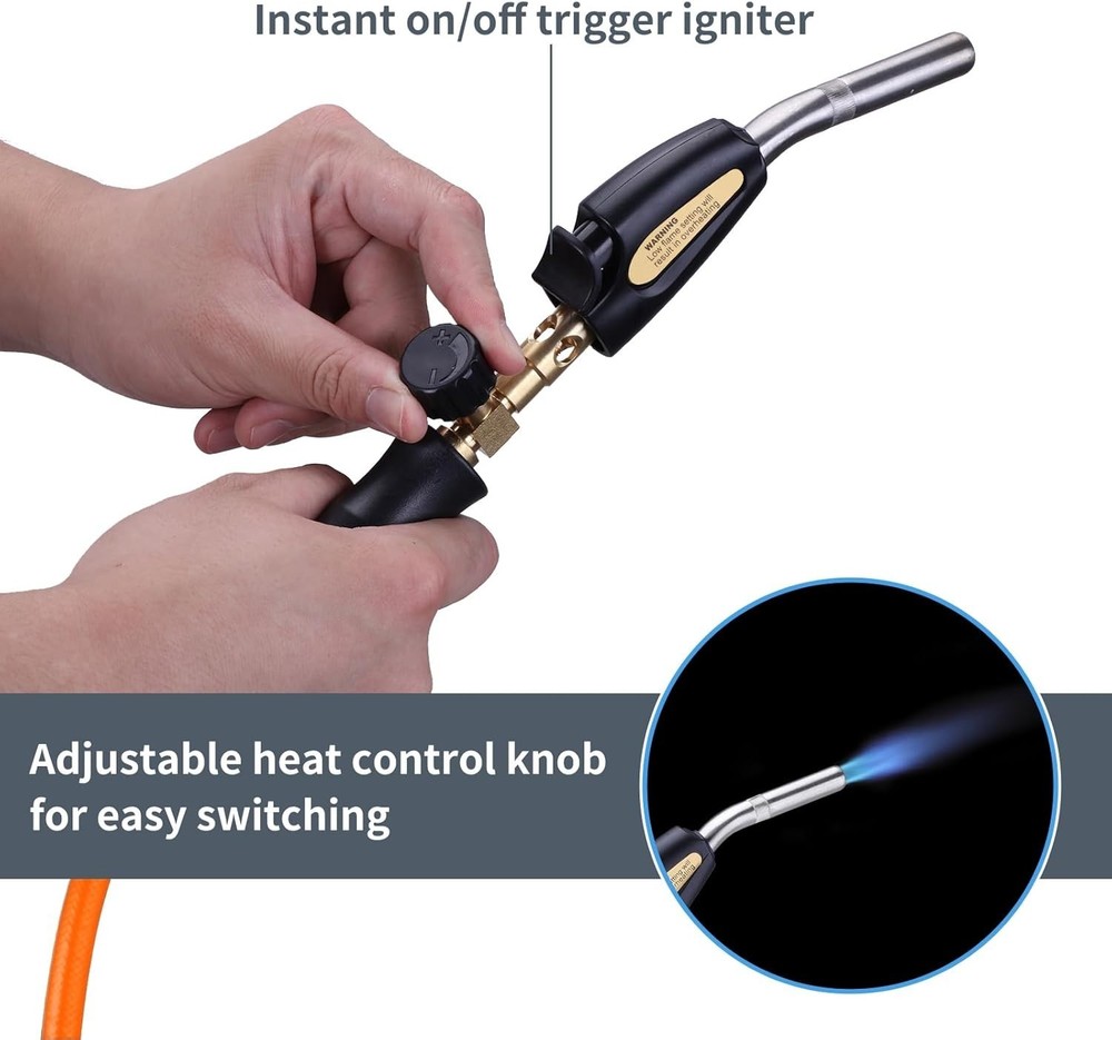 Multi-Purpose Propane Torch Kit (3.6Ft) - Lightweight with Adjustable Heat Knob