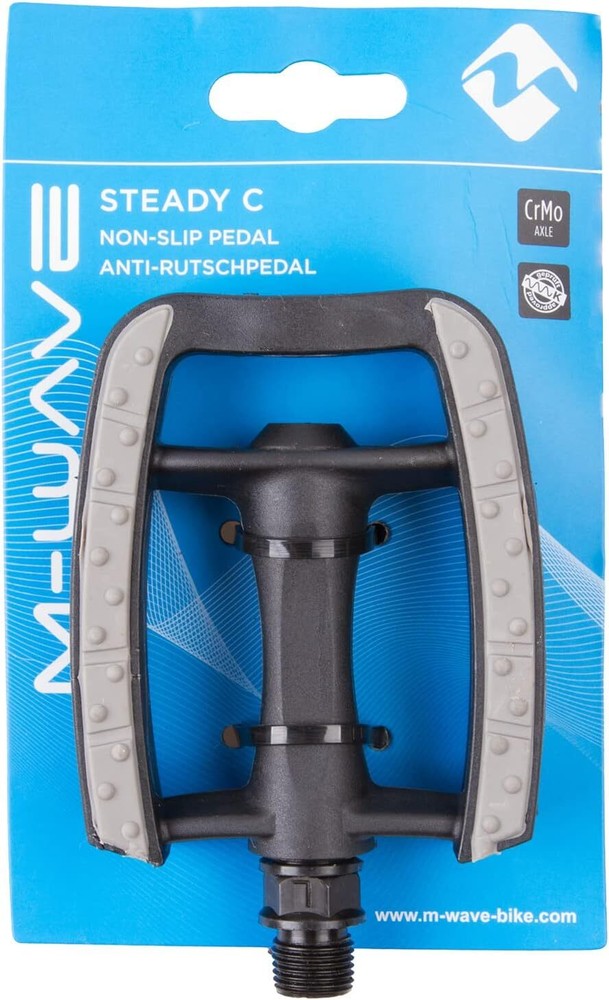 M-Wave Steady-C Platform Pedals, Body: Composite, Spindle: Cr-Mo, 9/16'', Black