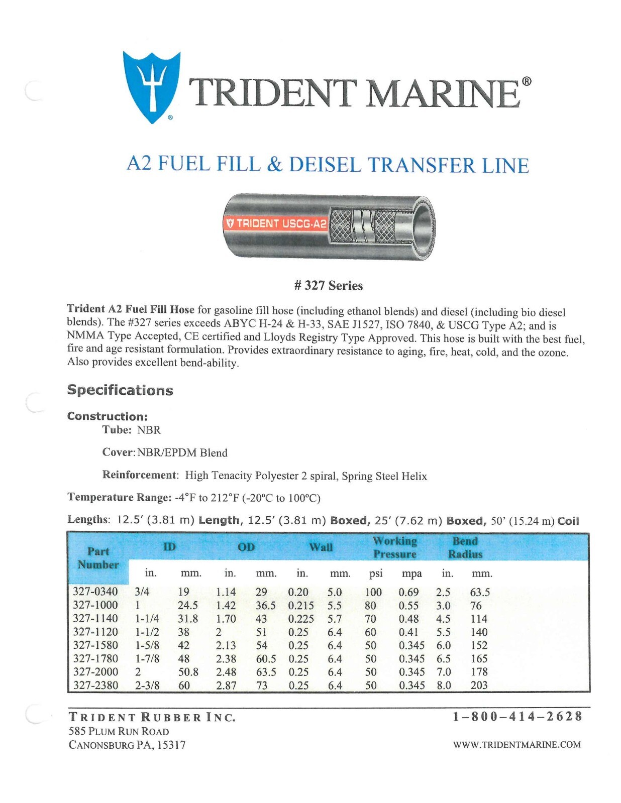 Trident Marine Premium 4'10" Fuel Fill Hose 1-1/2" Type A2 - 327-1120