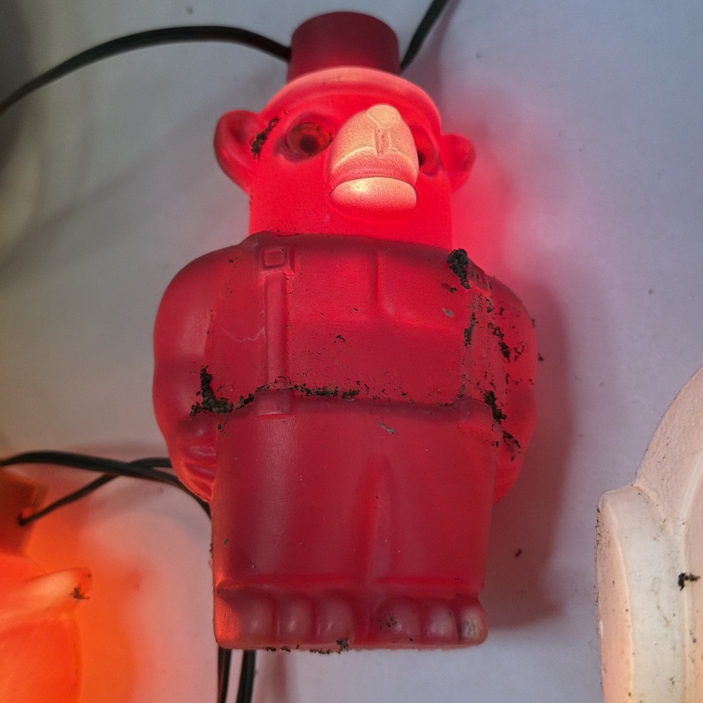 Blow Mold Lantern Party VTG String Light Owl Bear Smiley Patio MCM