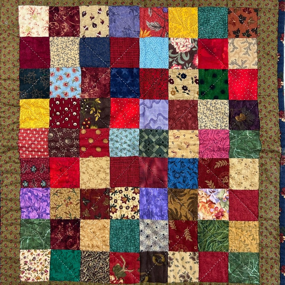 Handmade Quilt 9-Patch Block Pattern Sampler Wall Decor 18x20 Hand Quilted