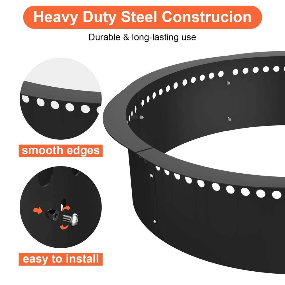 Smokeless Fire Pit Ring, 35 inch Outer/31 inch Inner Heavy Duty Large Solid S...