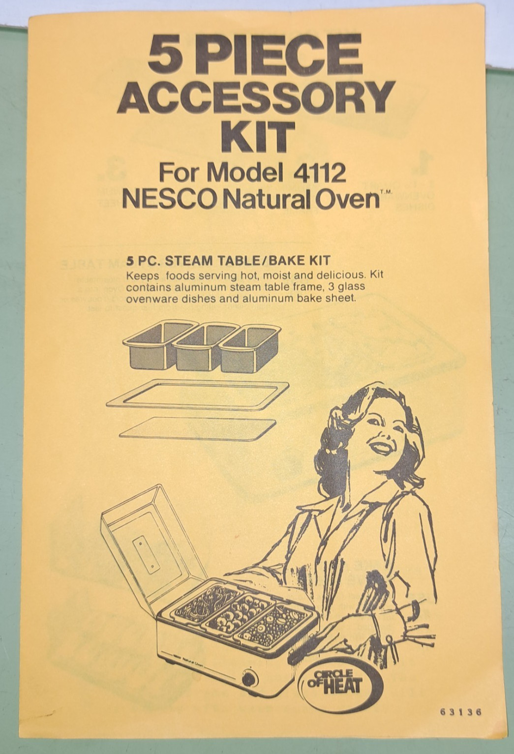 Vintage NESCO Natural Roaster Oven 12-Qt Mod4112 w/ 5-Piece Accessory Pyrex Rare