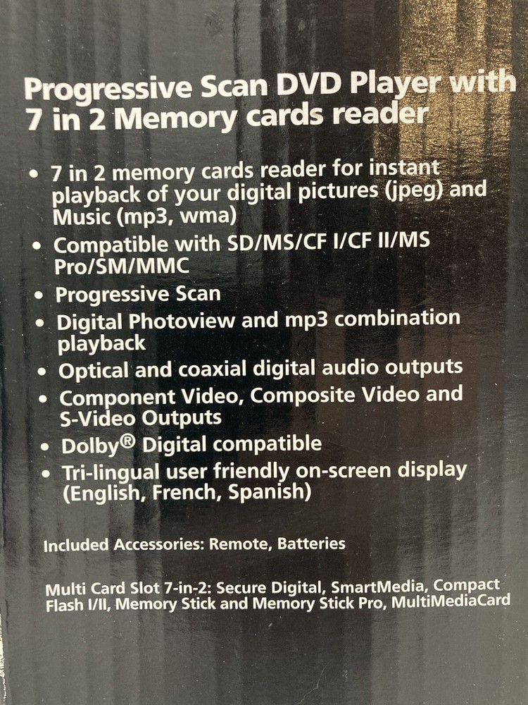 RCA dvd player DRC245N new Progressive Scan Card Reader