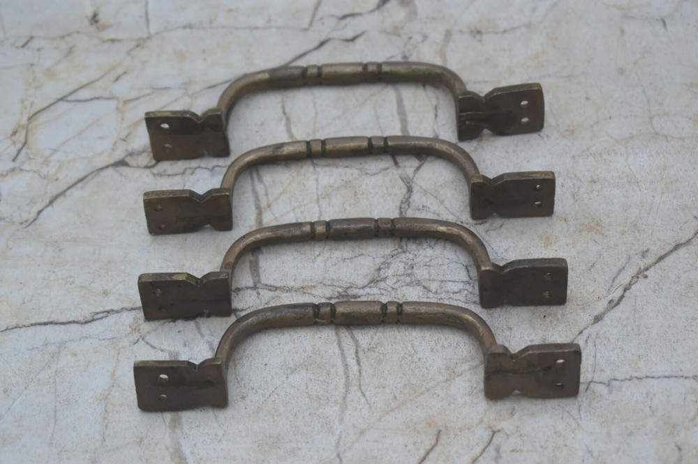 Vintage Victorian Cast Brass Handles Door Knobs and Pulls Gate Handle 4 pcs