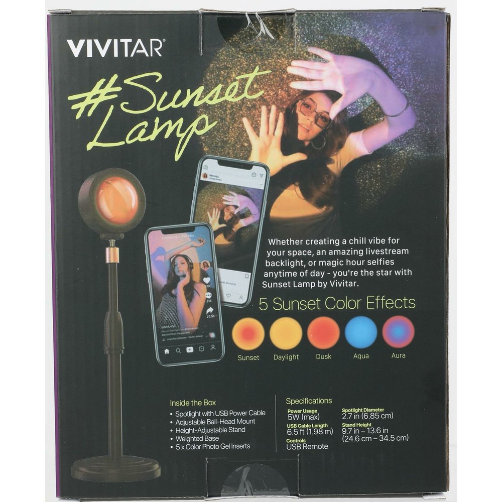 Vivitar Sunset Lamp USB Powered Spotlight with Five Color Effects