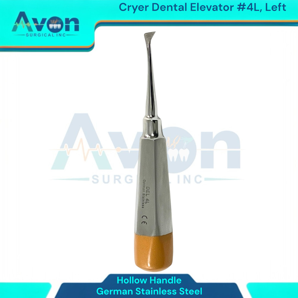 Cryer Dental Elevator Pick #4L, Hexagonal Hollow Handle, German Steel (1pc)