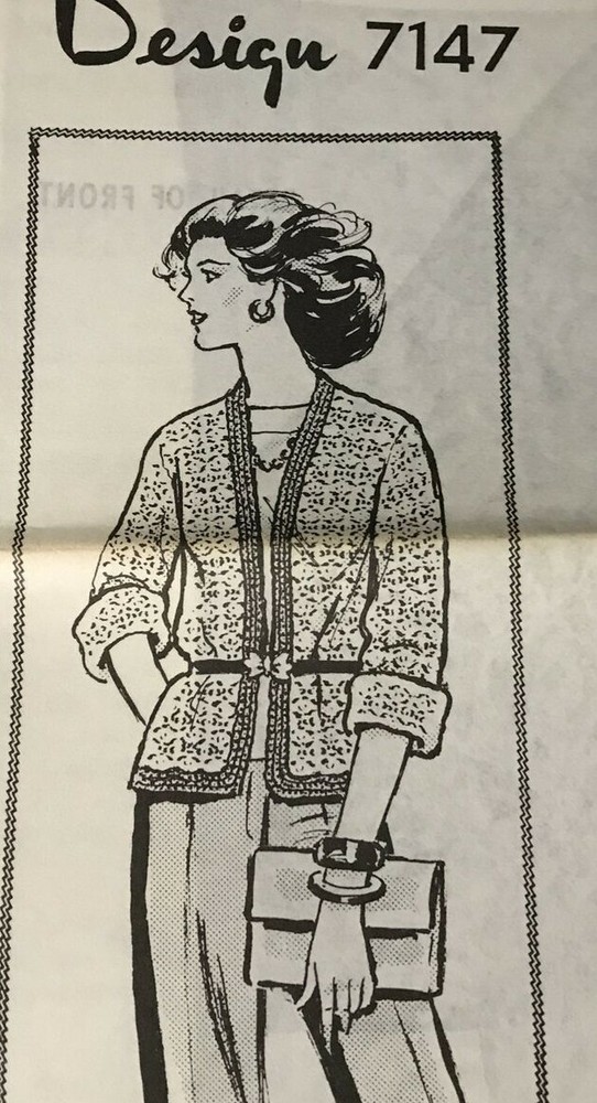 7147 Vintage Design jacket Pattern to CROCHET  (Reproduction)