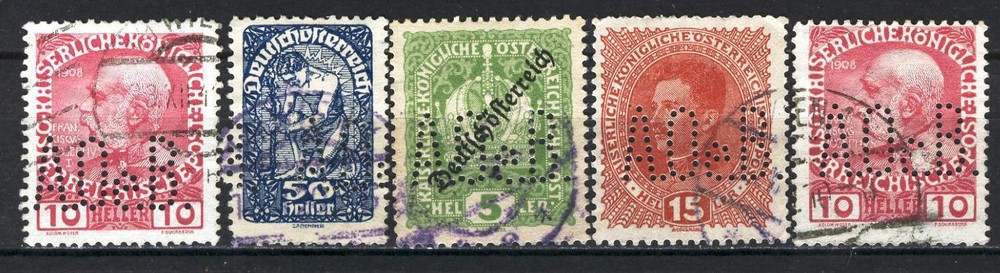 Perfins A39 AOeB Austria 5v used