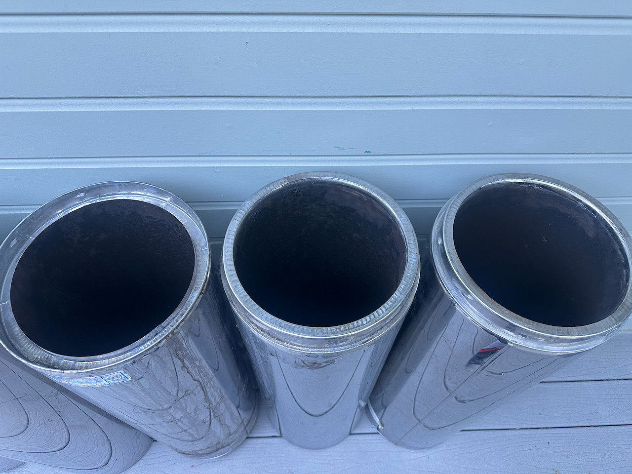 6x 10" diameter 36" length Selkirk packed stove pipes with storm collar and cap