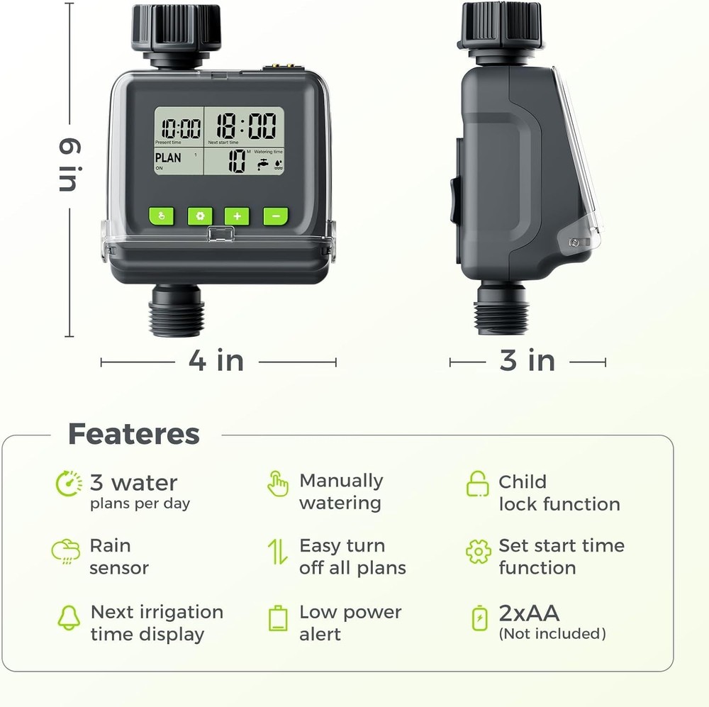 Sprinkler Timer for Garden Hose, Programmable Watering Timer with Rain Delay, Ou