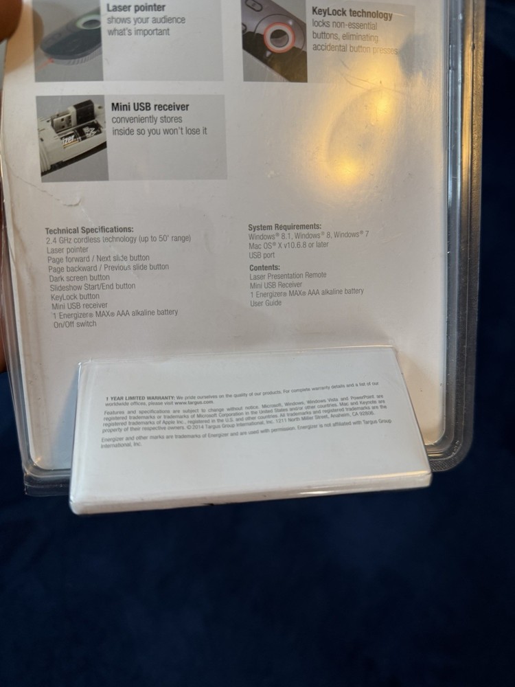 Targus Laser Presentation Remote with Key Lock Technology to Lock Non-Essential