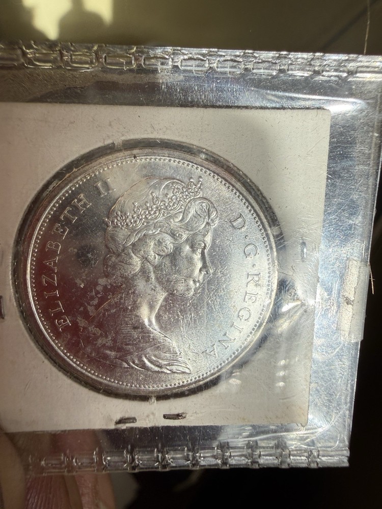 1867 - 1967 Canada Silver 50 Cent Howling Wolf Elizabeth