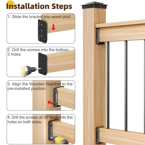 Pcs Deck Railing Bracket Connectors for 2"×4“ (Actually 1.5”x3.5“) Wood Post 30