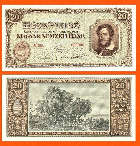HUNGARY 20  PENGO 1926 *  Copy