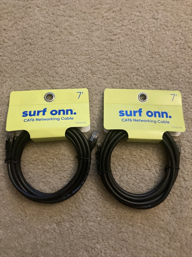 2-Surf ONN CAT6 Networking Cable 7" FREE SHIPPING! NEW!