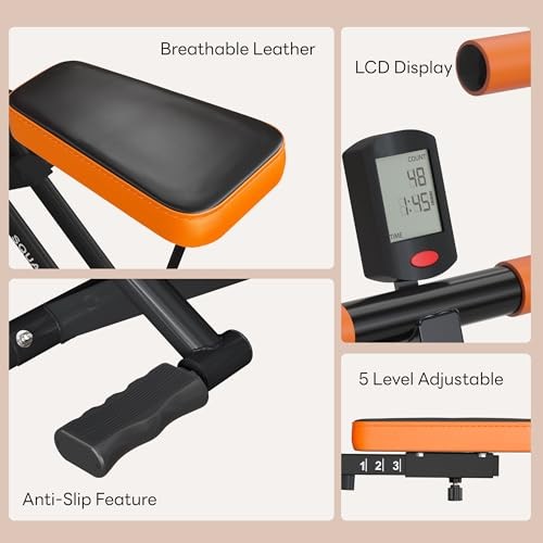 Squat Machine for Home Gym, Squat Rowing Machine with Adjustable Orange