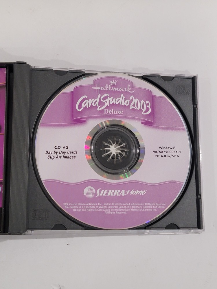 Hallmark Card Studio Deluxe 2003 PC 3 CD Set Sierra Home Computer Software