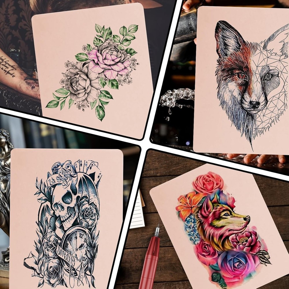 10 PCS Tattoo Practice Skins, 5.7 "x7.6" Double Sided Medium, multicolor
