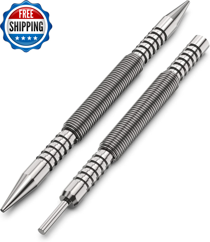 Spring Loaded Nail Set Tools2 Pcs Dual Head Nail Setter and Hinge Pin Punc...