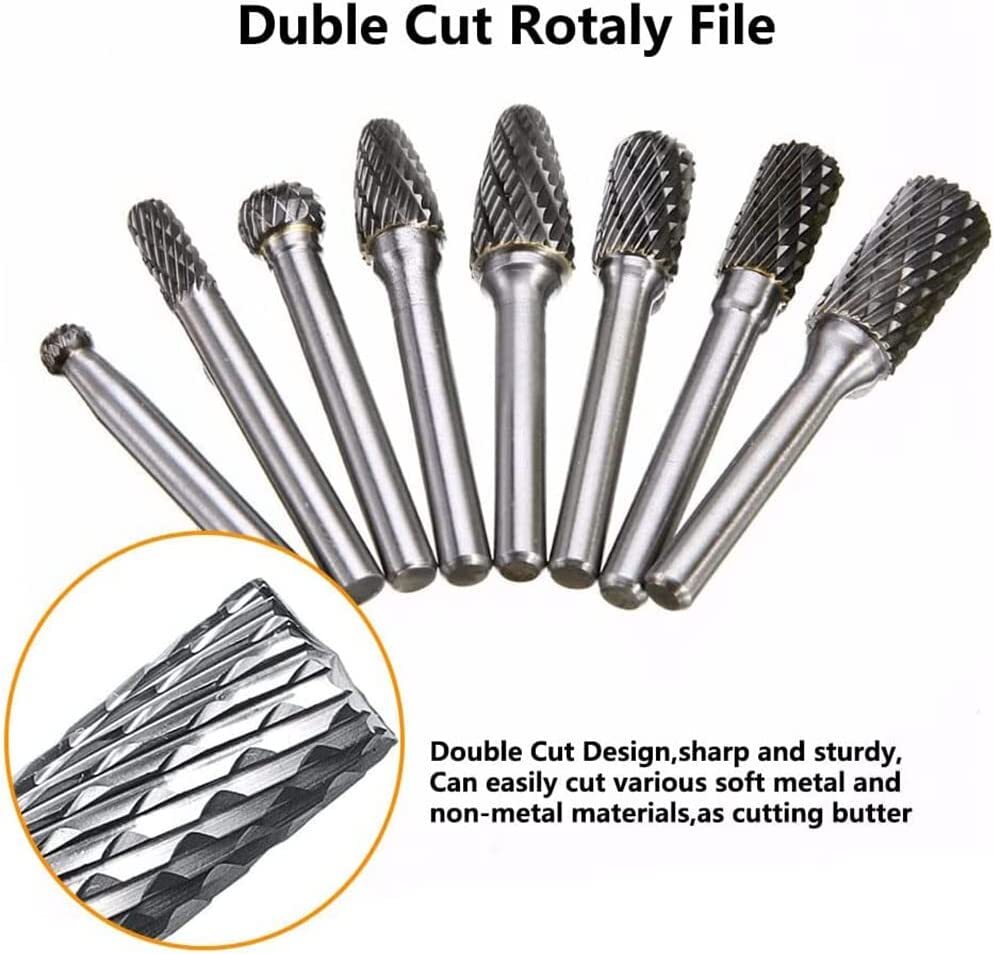 1/4'' Double Cut Tungsten Steel Carbide Rotary Burr Die Grinder Shank Bit Set US