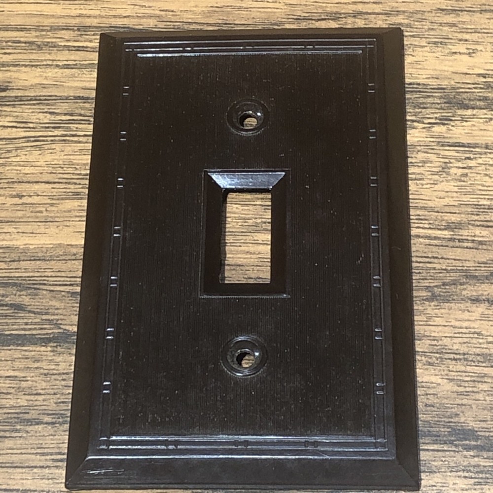 4x Vintage Switch Plate Cover Bakelite Brown Single Toggle NOS