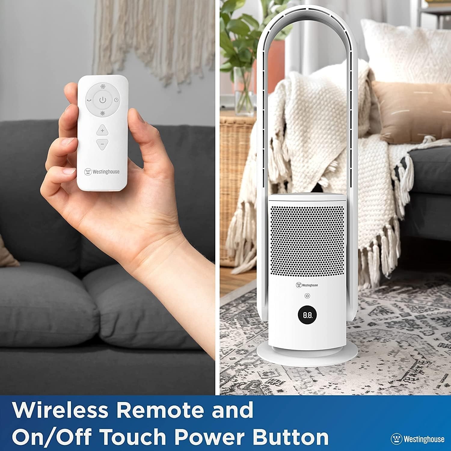 Westinghouse 3 In 1 Bladeless Tower Fan Air Purifier UV White B Stock 32’’