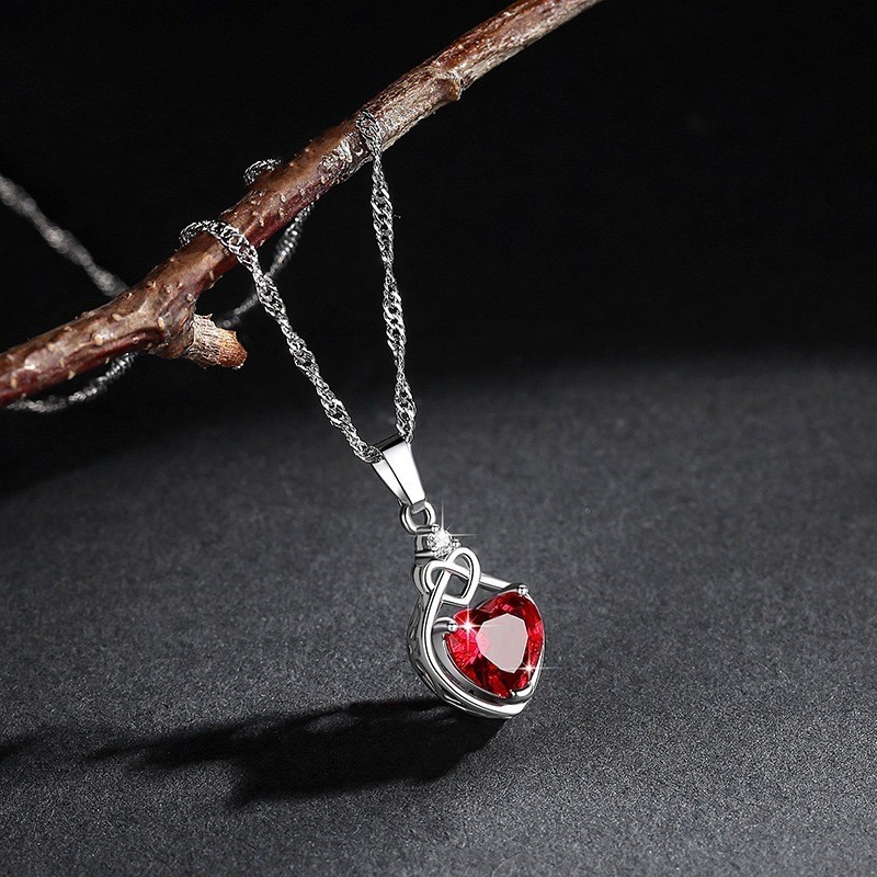 1Ct Lab Created Red Heart Diamond Pendant