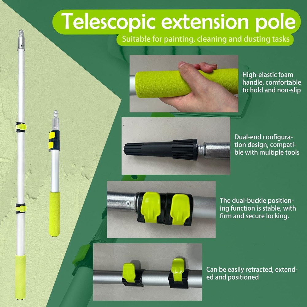 Best Paint Roller Kit with Extension Pole 28 PCS Set, 2-4 Ft 4"9" Rollers,Paint
