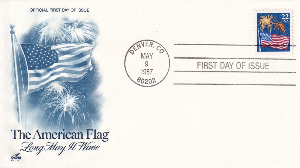 STAMP US SCOTT 2276 "Flag With Fireworks" 22 CENT 1987 FDC - E