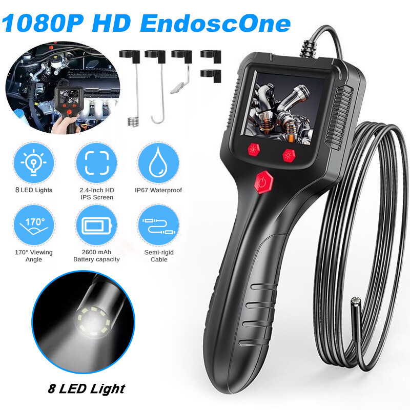 6.6FT/2M Handheld Endoscope 2.4" Screen 5.5mm Inspection Camera Borescope Tools