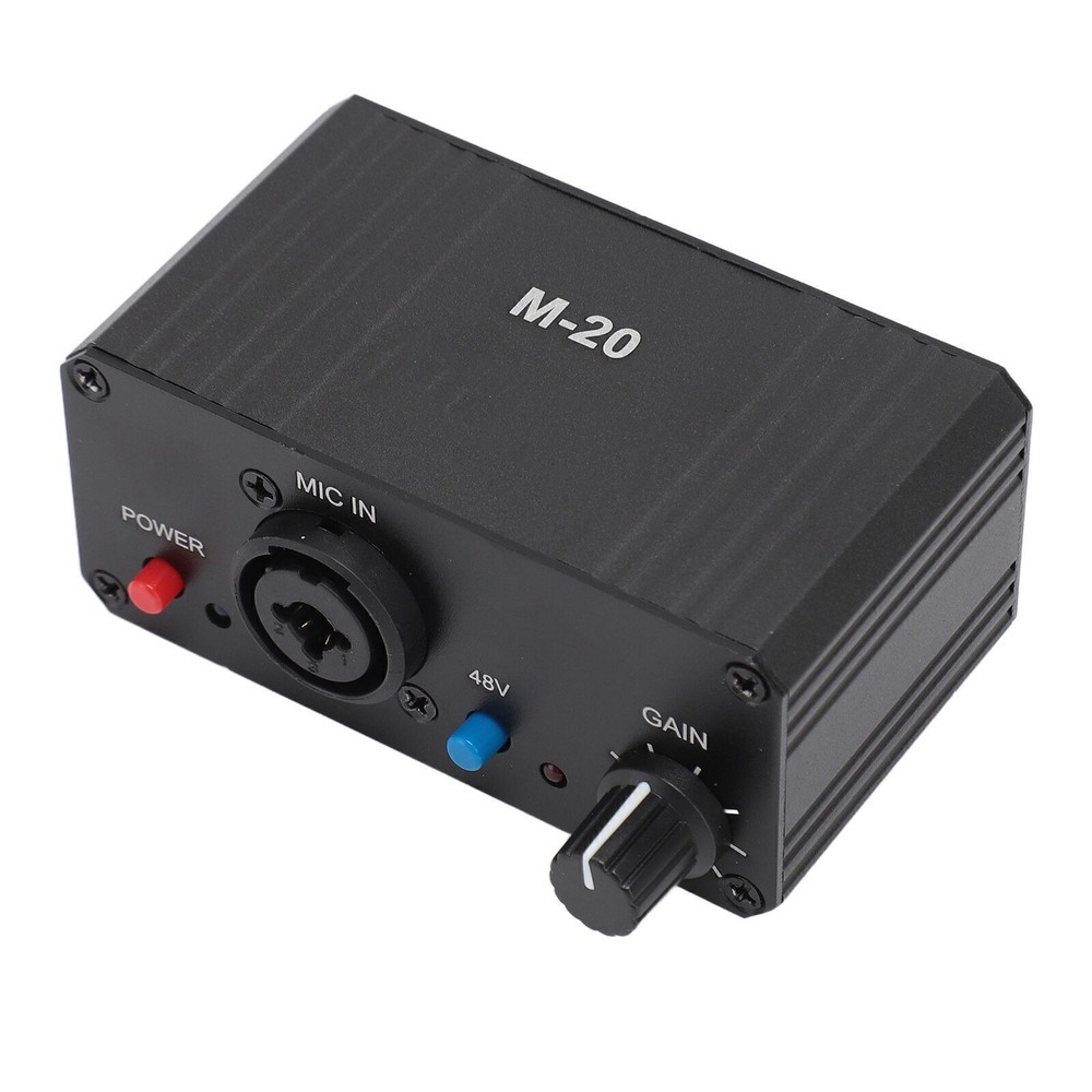 Microphone Preamp High Gain 48V Phantom Power XLR Output Mic Preamplifier for
