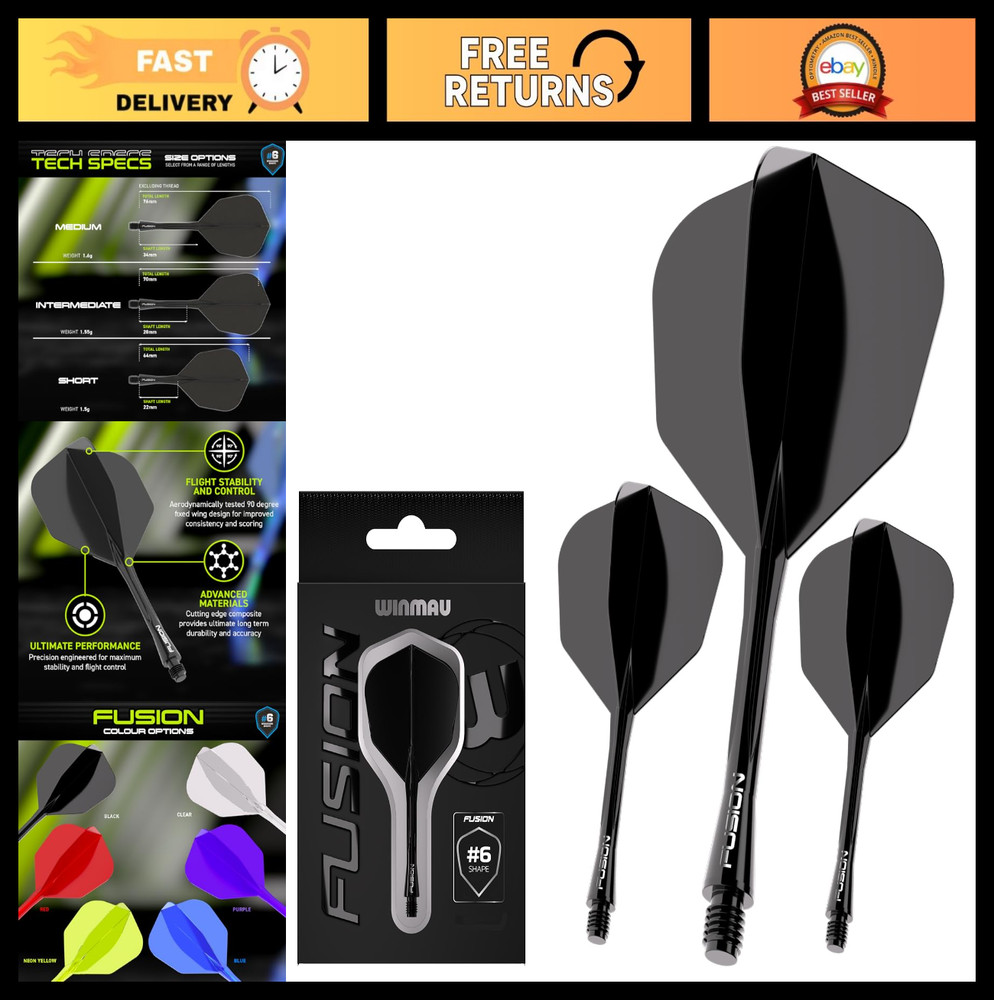 Integrated Flight & Shaft Darts System - No.6 Shape - Short, Intermediate, Mediu