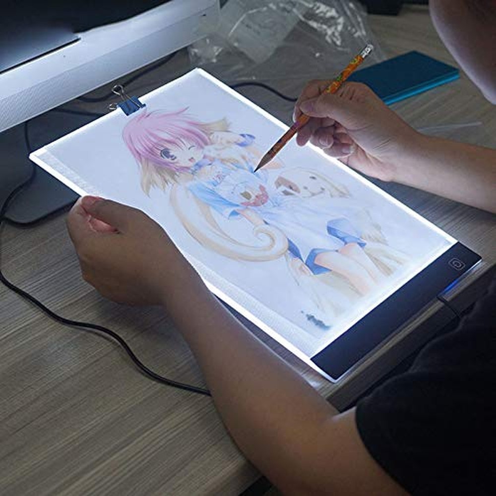 A4 Ultra-Thin Portable LED Light Box Tracer USB Power Cable Dimmable Brightne...