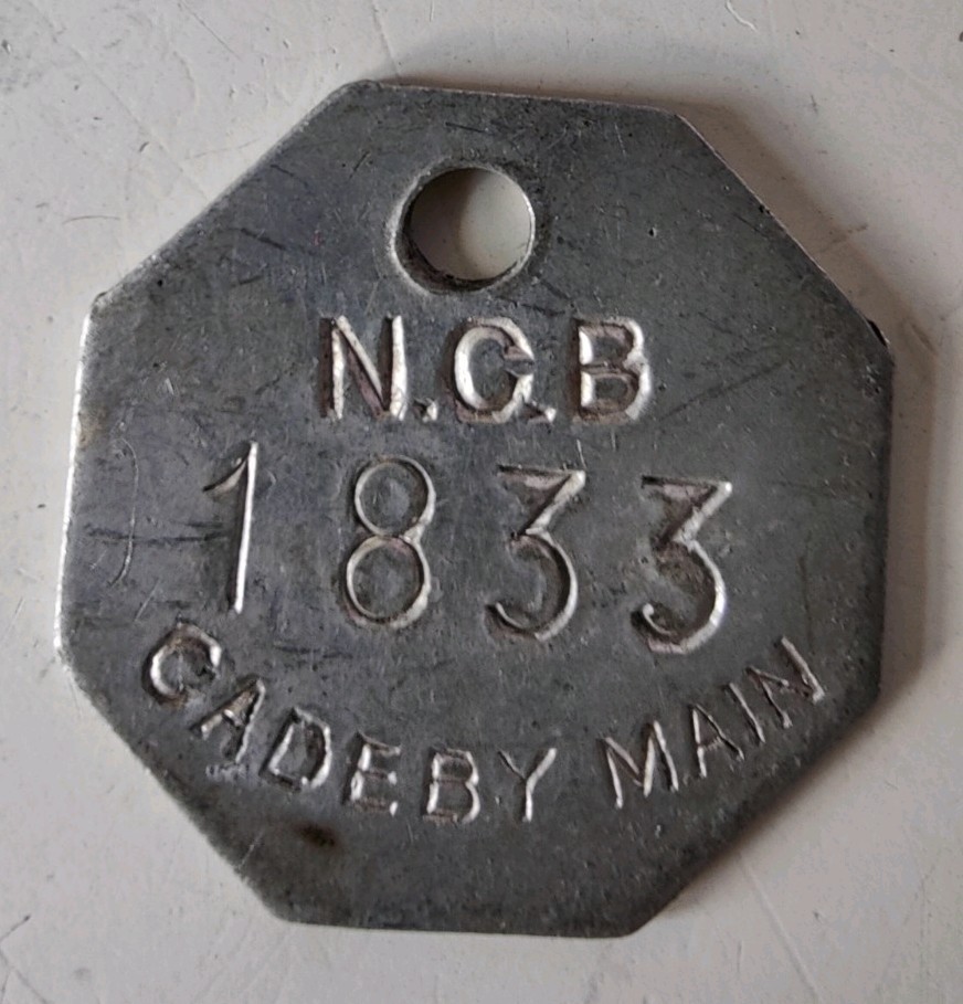 Cadeby Main Colliery Pit Check Tally Token marked NCB Cadeby Main 1833
