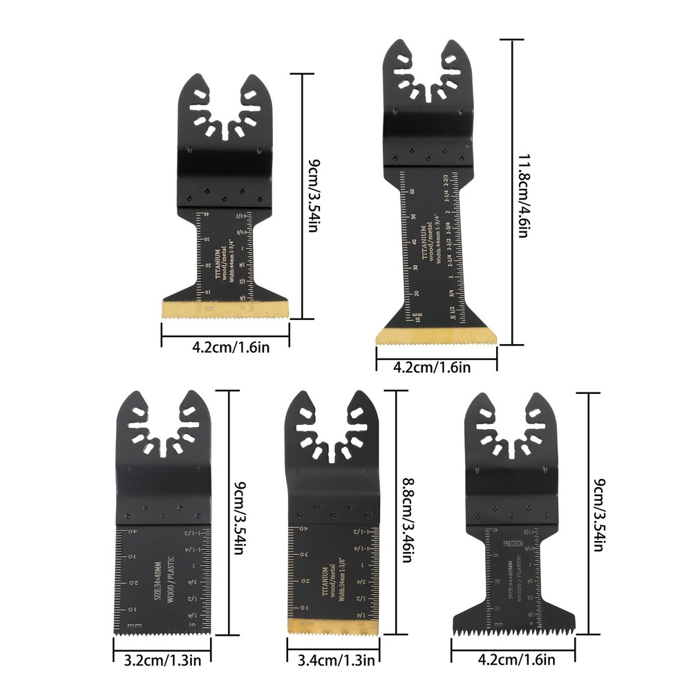 Black 55PCS 6 Types Universal Titanium Oscillating Saw Blades Multitool Blade