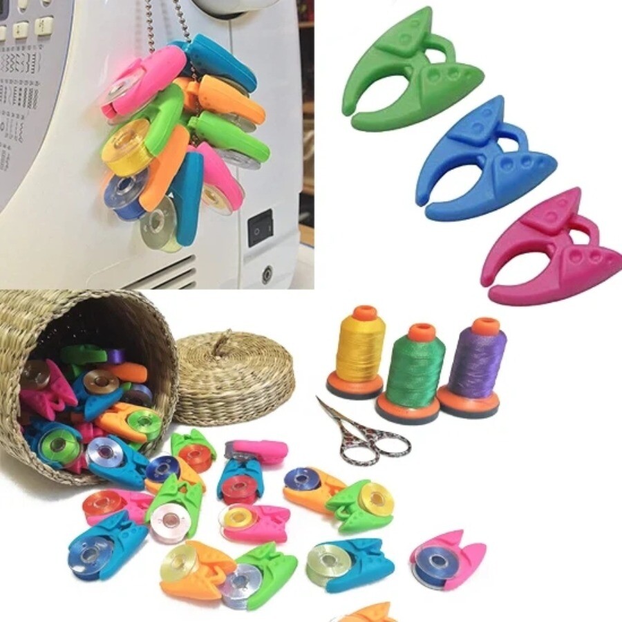 12pcs/bag  bobbin holder Color Silicone Thread Clips Bobbin Holders Clips Tool