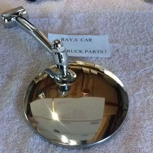 NEW SINGLE LONG ARM VINTAGE STYLE SIDE VIEW MIRROR .