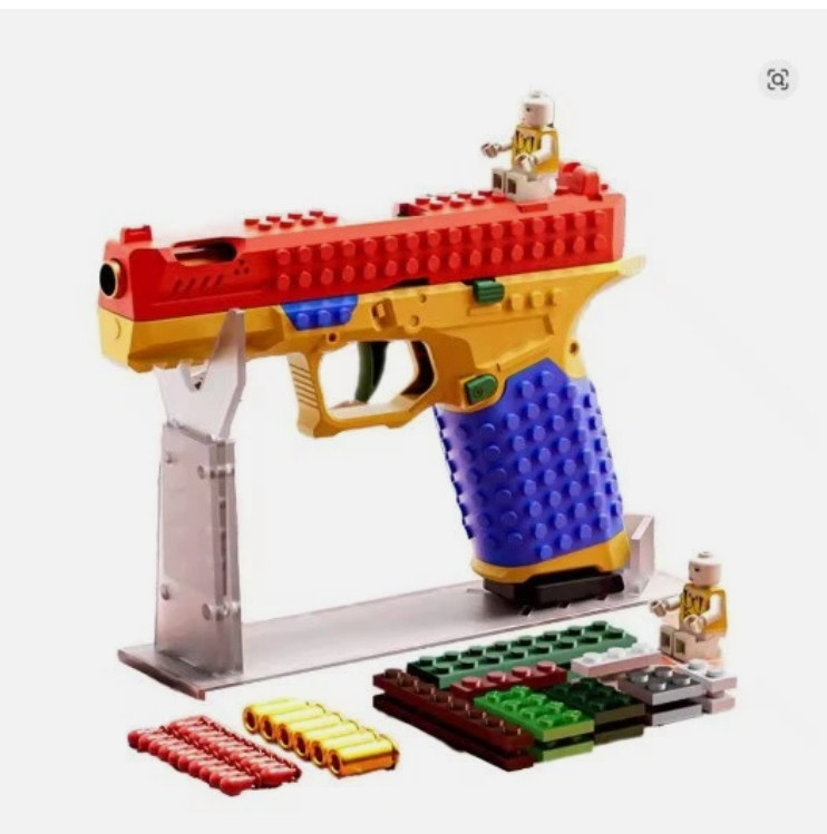 Building Block Pistol Shell Ejecting Continuous Firing Soft Bullet Toy Gun Gift