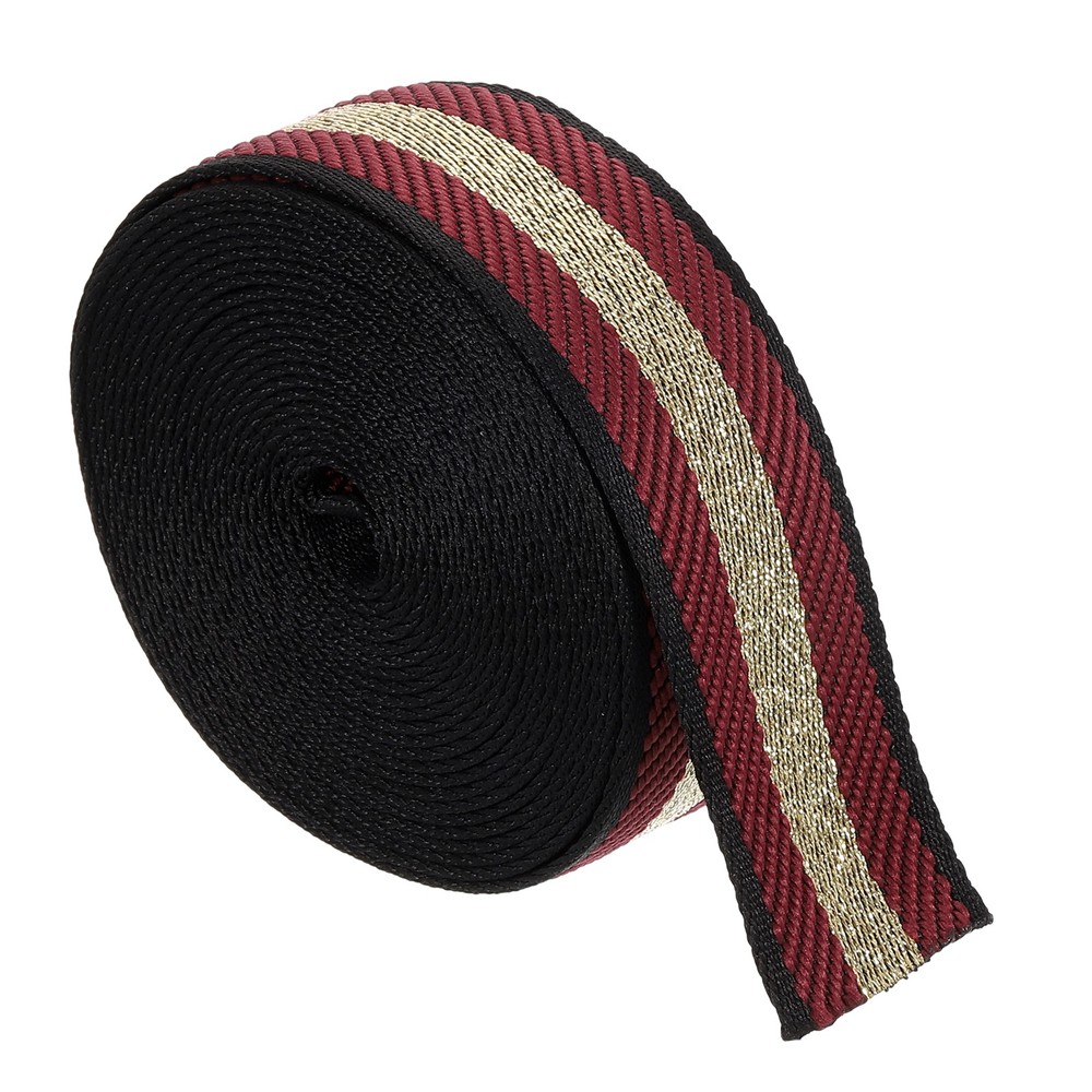 5Yards Nylon Webbing Strap, 38mm Striped Webbing Bag Strap, Wine Red